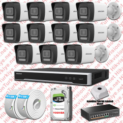 Hikvision 11 İp Kameralı 4mp Hibrit Colorvu Kamera Seti
